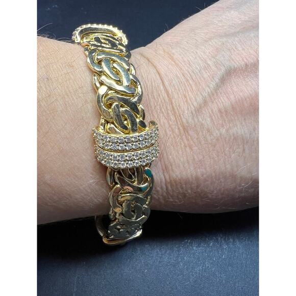 Moda Al Massimo White Cubic Zirconia Gold Over Bronze Designer Bracelet - Picture 7 of 16